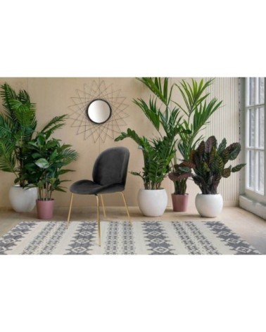 Chaise rembourrée assise gris foncé pieds doré (lot de 2)