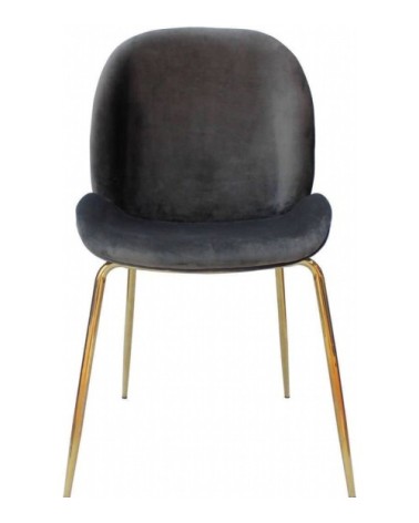 Chaise rembourrée assise gris foncé pieds doré (lot de 2)