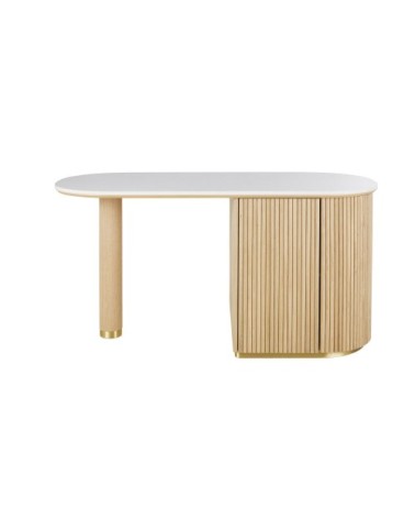 Îlot central cuisine 4 portes et terrazzo blanc