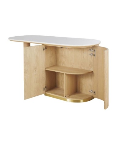 Îlot central cuisine 4 portes et terrazzo blanc