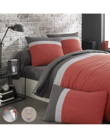 Taie d'oreiller bicolore en coton  63 x 63