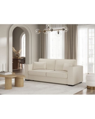 Canapé droit fixe 3 places en tissu - beige