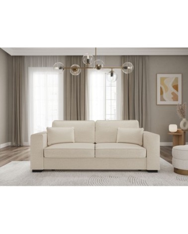 Canapé droit fixe 3 places en tissu - beige