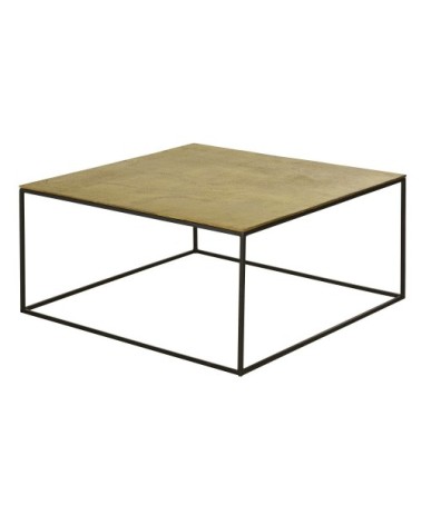Table basse carrée en métal noir et coloris laiton