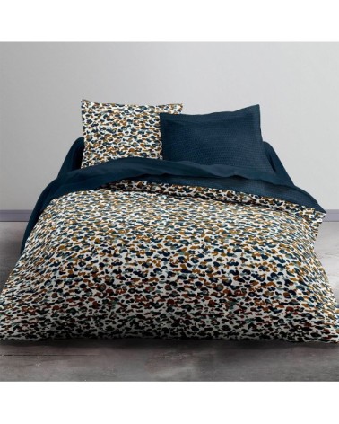 Parure housse de couette coton bleu 240x260cm
