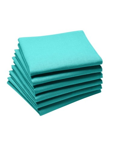 Lot de 6 serviettes en coton traite Teflon, Turquoise 45 x 45