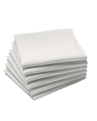 Lot de 6 serviettes en coton traite Teflon, Blanc 45 x 45