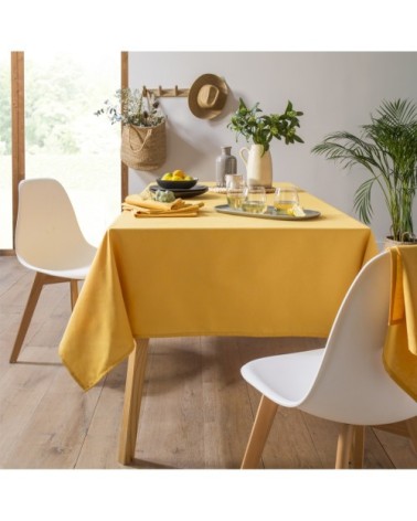 Nappe en coton traitee teflon curry 150 x 190