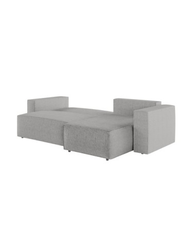 Canapé d'angle convertible avec pouf en tissu texturé 3d - gris clair