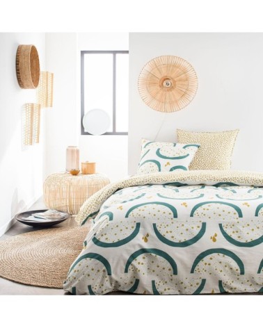 Parure de lit coton 2 personnes imprimé graphique SUNSHINE