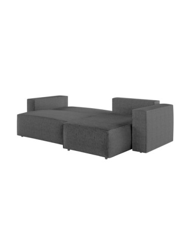 Canapé d'angle convertible avec pouf en tissu texturé 3d - gris foncé