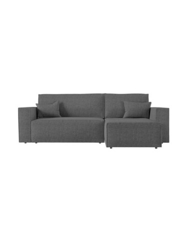 Canapé d'angle convertible réversible en tissu texturé 3d - gris foncé