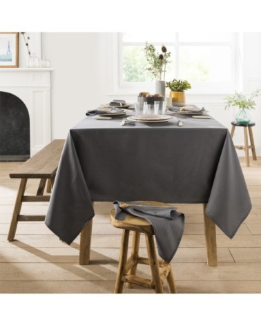Nappe en coton traitee teflon anthracite 180 x 180