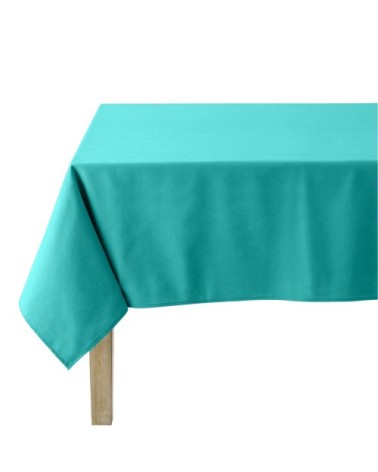 Nappe en coton traitee teflon  turquoise 180 x 180