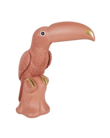 Statuette toucan en résine rose H19