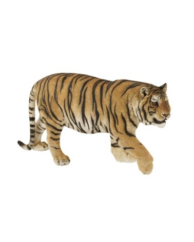 Statue tigre en polyrésine orange et noire H65