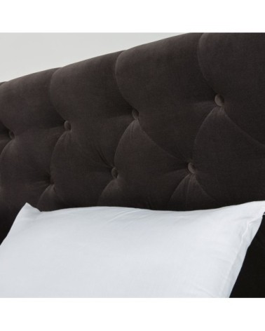 Lit capitonné en velours avec sommiers à lattes gris 180x200