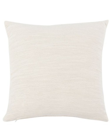 Housse de coussin en coton texturé et jute motif palmier brodé écru 40x40