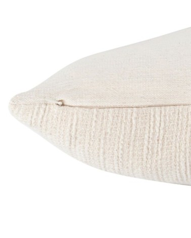 Housse de coussin en coton texturé et jute motif palmier brodé écru 40x40