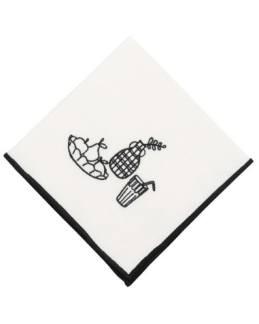Serviettes de table en coton biologique à motifs brodés écrus et noirs 42x42 (2)