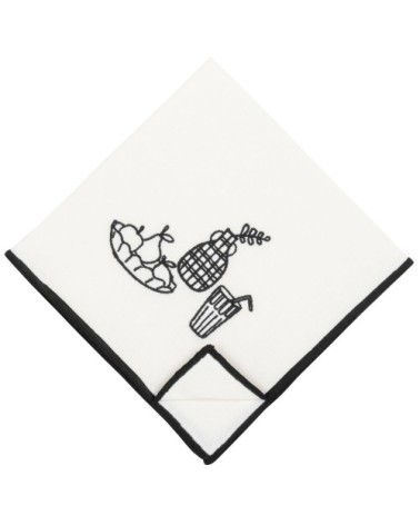 Serviettes de table en coton biologique à motifs brodés écrus et noirs 42x42 (2)