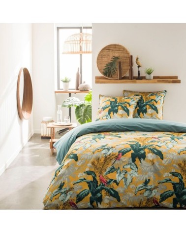Parure de lit coton 2 personnes imprimé floral SUNSHINE