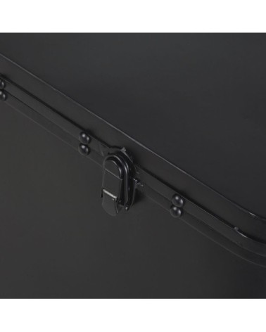 Malle en métal noir à roulettes