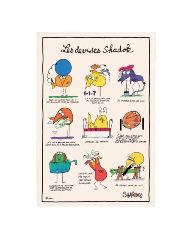 Torchon  les devises en coton écru 48 x 72