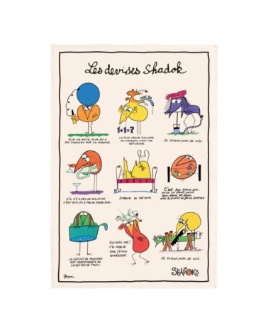 Torchon  les devises en coton écru 48 x 72