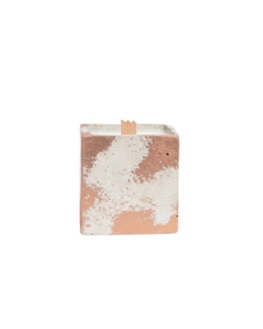 Bougie Noël en béton beige et patine cuivrée