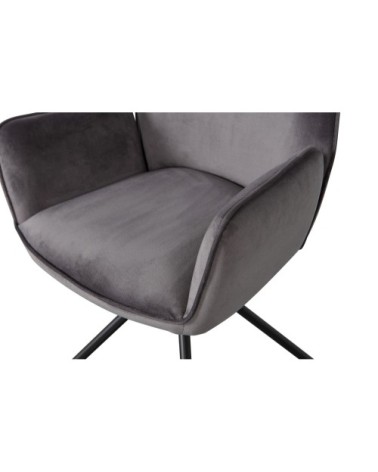 Chaise salle à manger velours - Woood gris