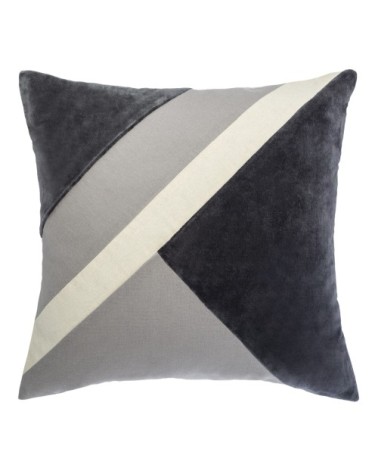 Coussin déhoussable esprit graphique coton gris 40 x 40