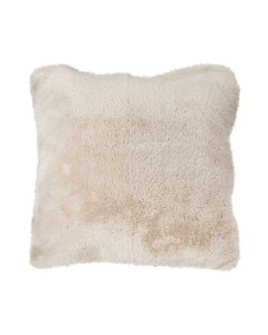Housse de coussin en imitation fourrure polyester galet 45 x 45