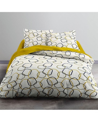 Parure de lit coton 2 personnes imprimé graphique SUNSHINE