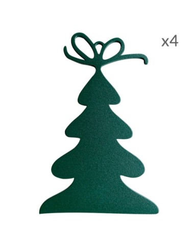 Suspensions de Noël forme sapin en aluminium vert H15cm Lot de 4