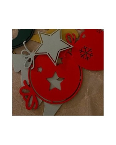 Suspensions de Noël boule étoiles en aluminium rouge D9cm Lot de 4