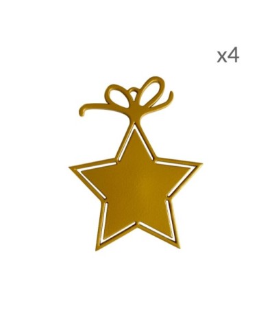 Suspensions de Noël forme étoile en aluminium or H9cm Lot de 4