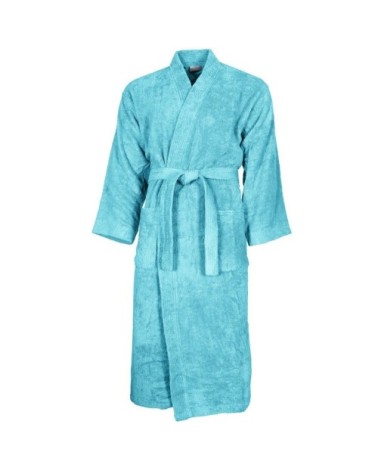 Peignoir col kimono en coton  Bleu Turquoise L