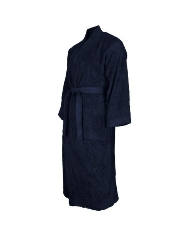 Peignoir col kimono en coton  Bleu Nuit M