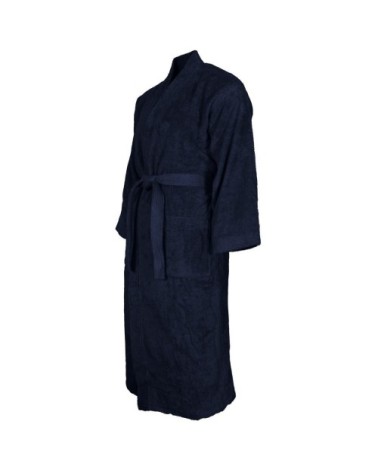 Peignoir col kimono en coton  Bleu Nuit L