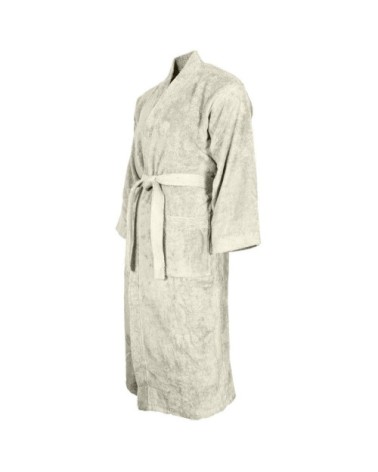 Peignoir col kimono en coton  Ecru S