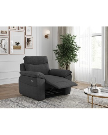 Fauteuil de relaxation électrique en tissu texturé 3d - gris foncé