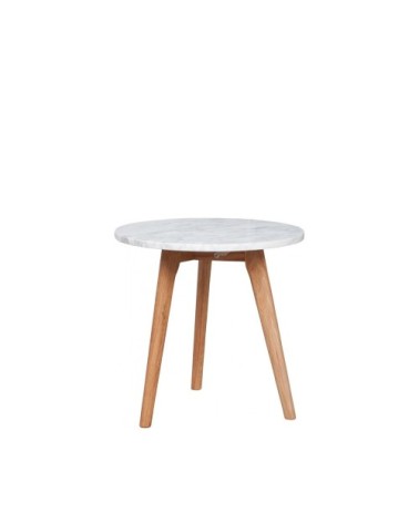 Table basse ronde bois et marbre M blanc