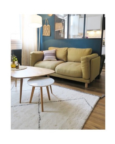 Table basse ronde bois et marbre M blanc