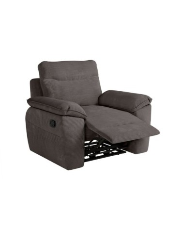 Fauteuil de relaxation manuel en velours côtelé gris