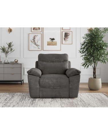 Fauteuil de relaxation manuel en velours côtelé gris
