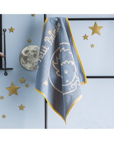 Carré éponge en jacquard de coton Bleu 50x50