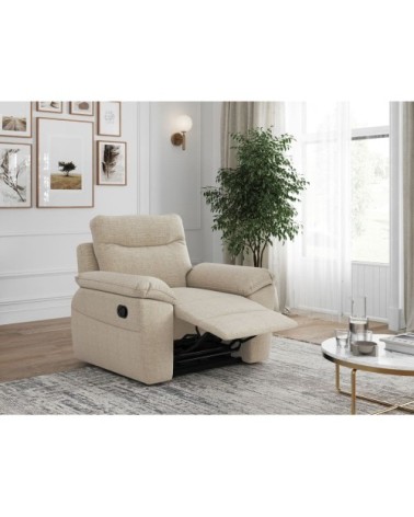 Fauteuil de relaxation manuel en tissu texturé 3d - beige