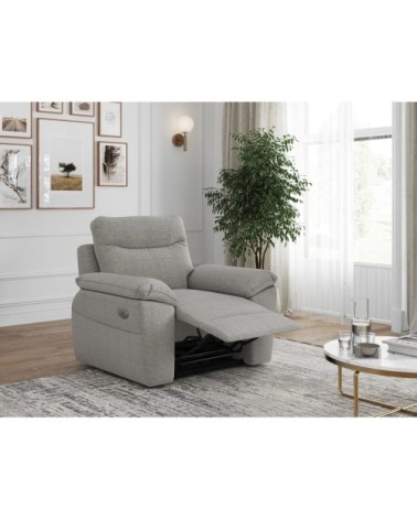 Fauteuil de relaxation électrique en tissu texturé 3d - gris clair