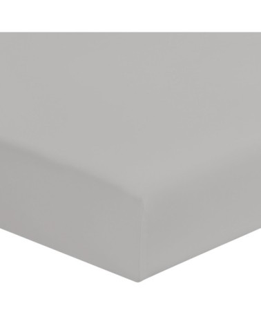 Drap housse uni en coton, gris 90x190